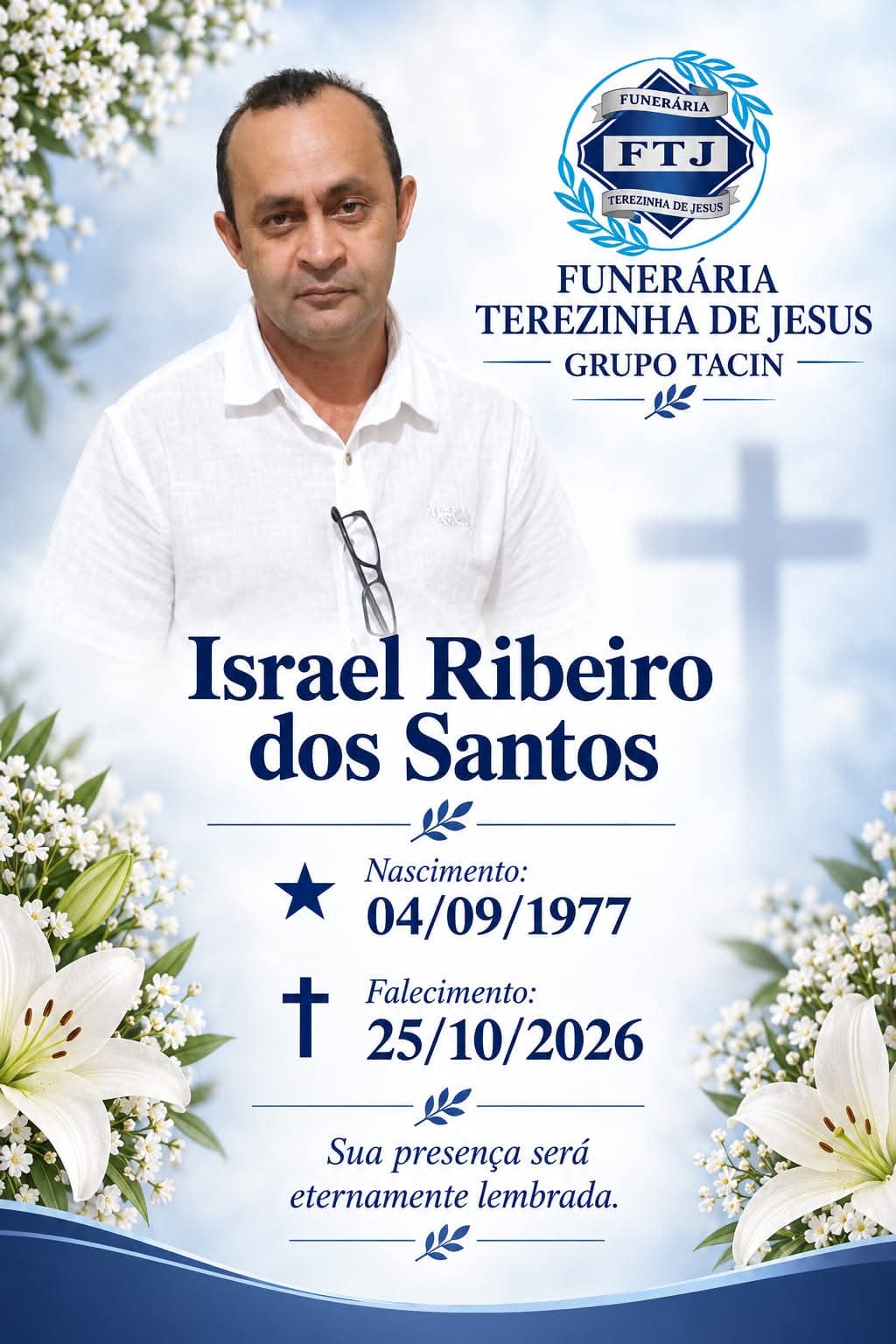 NOTA DE FALECIMENTO Funerária Terezinha de Jesus