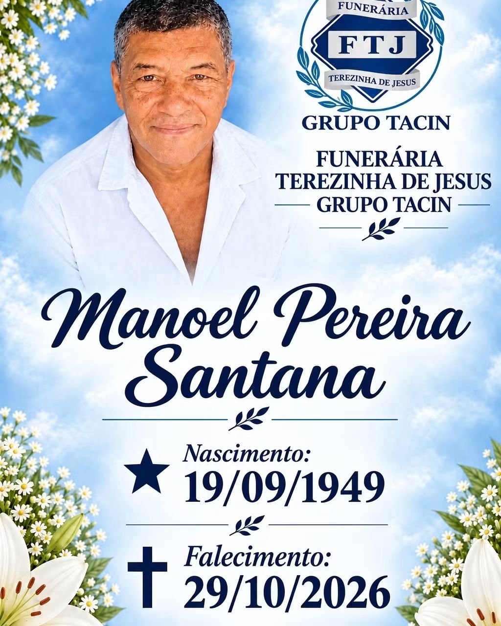 NOTA DE FALECIMENTO Funerária Terezinha de Jesus