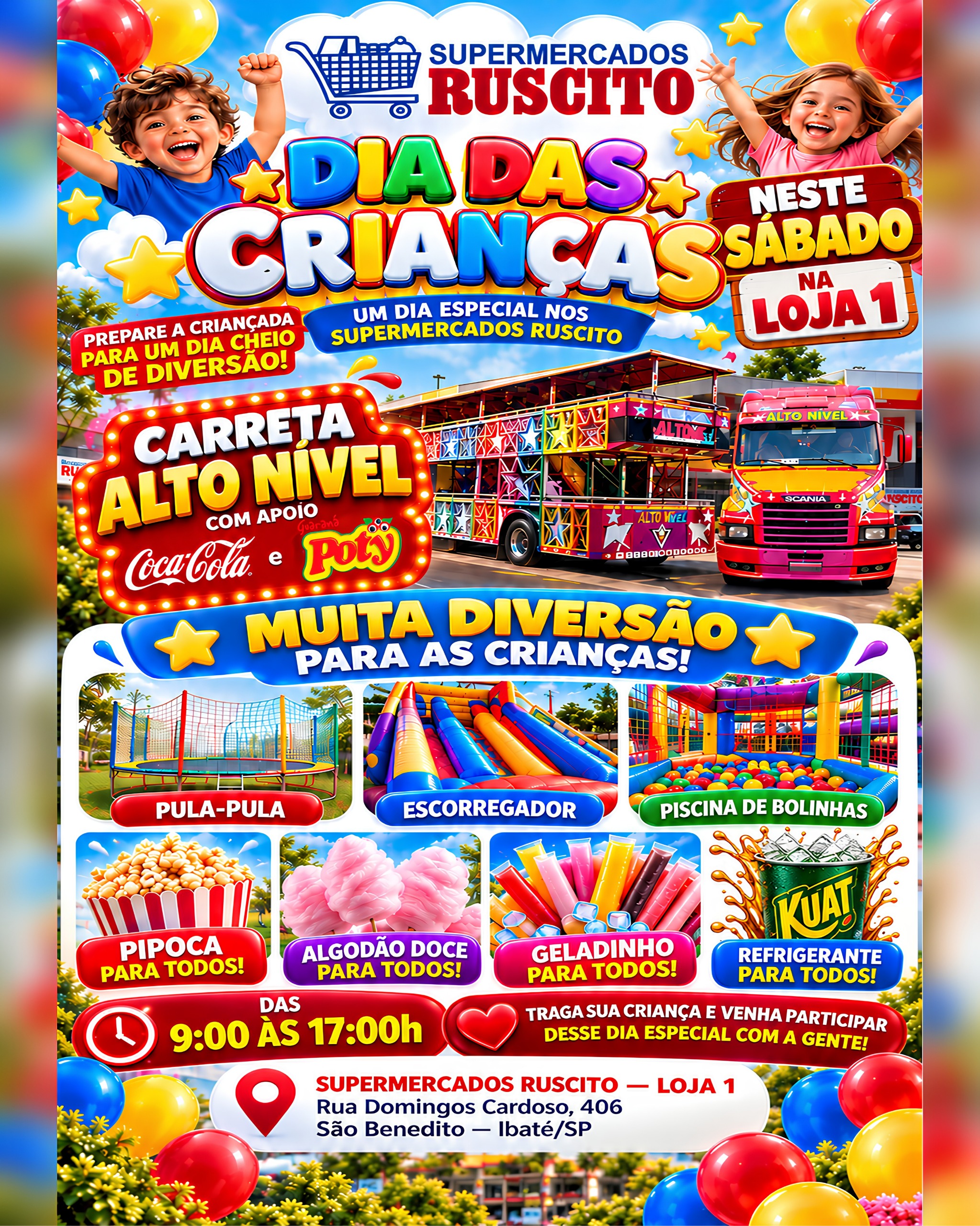 🎉 Dia das Crianças no Supermercados Ruscito promete muita diversão!
