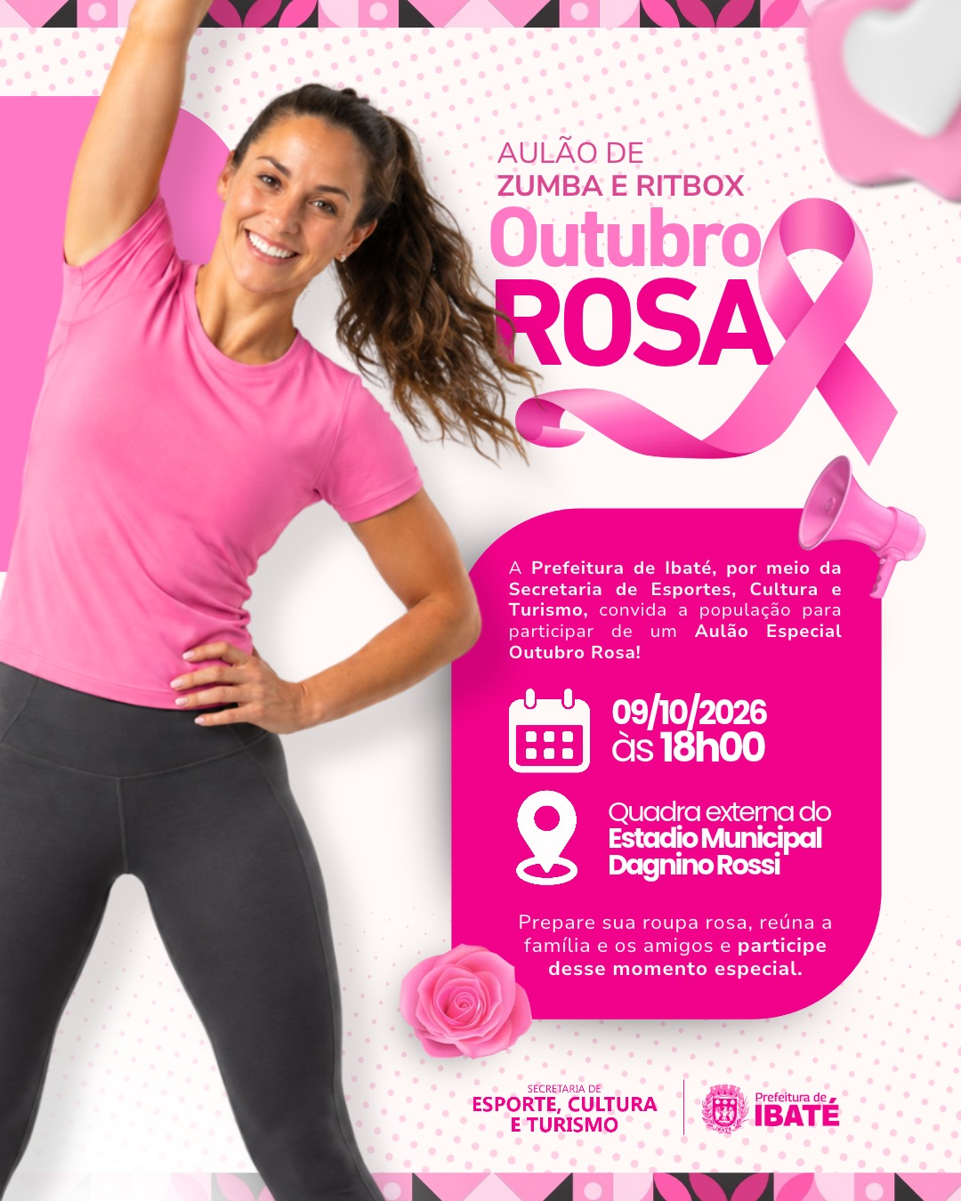 🎀 IBATÉ PROMOVE AULÃO ESPECIAL DE ZUMBA E RITBOX EM CELEBRAÇÃO AO OUTUBRO ROSA!