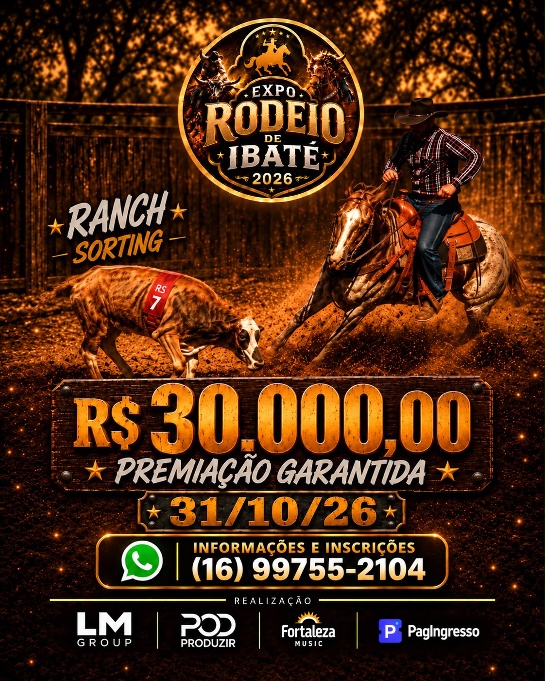 📌 EXPO RODEIO DE IBATÉ TERÁ PROVA DE RANCH SORTING COM R$ 30 MIL EM PREMIAÇÃO GARANTIDA!
